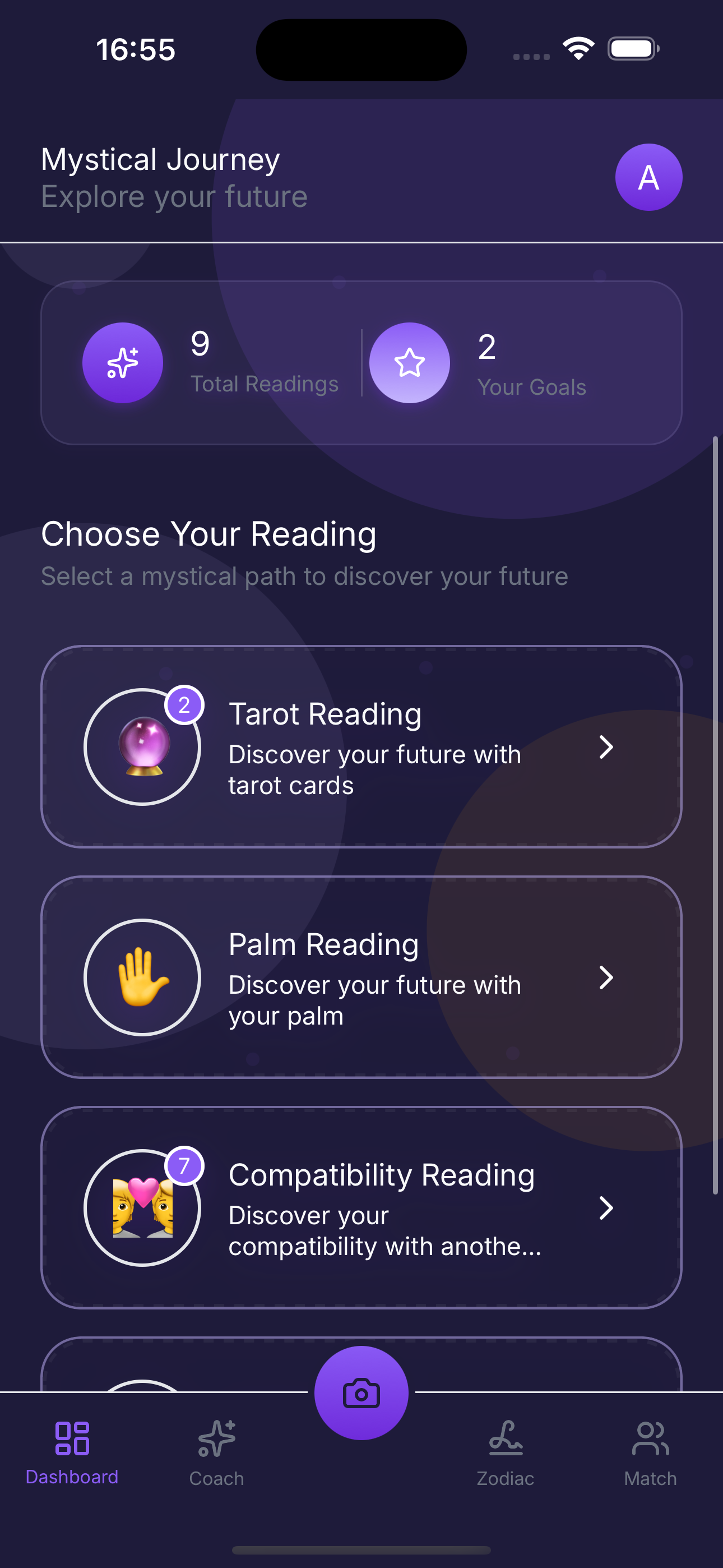 Arcana Dashboard - Explore your mystical journey